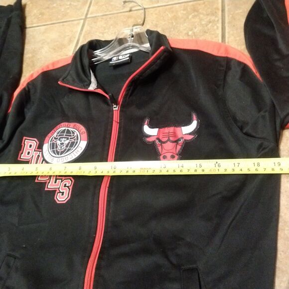 VINTAGE Chicago Bulls Men’s Small Full Zip track Jacket Black Long Sleeve Y2K - Picture 11 of 12